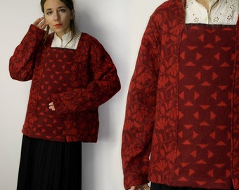 Floral wool sweater / Sabine Hofius wool sweater / Red floral wool sweater / Boho Romatic Folk sweater /