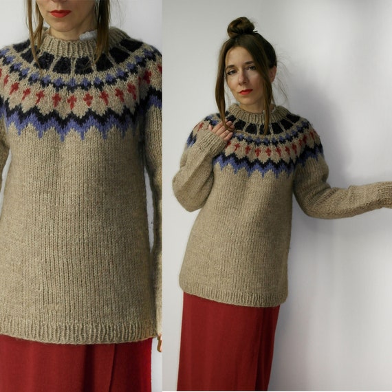 Vintage Icelandic handmade Wool sweater / Iceland… - image 1