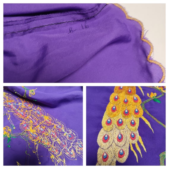 Vintage embroidered folk blouse / Peacock purple … - image 8