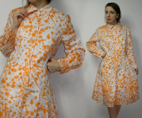 Orange dress with white flowers hotsell
