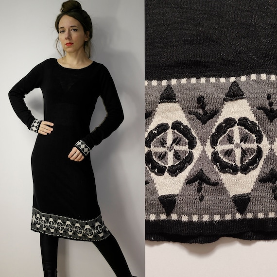 Gudrun Sjoden Linen Tunic Dress / Black Ornamental Boho Top / Gudrun Dress With Long Sleeves - Etsy Gudrun Sjoden Linen Tunic Dress / Black Ornamental Boho Top / Gudrun Dress With Long Sleeves - Etsy