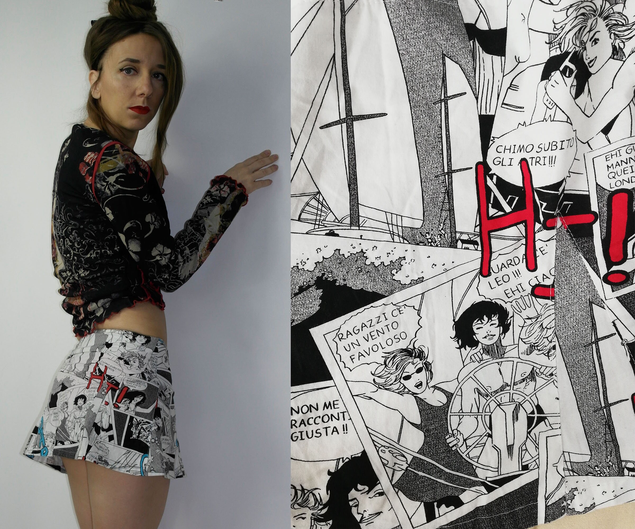 Gonna Zara Comics gonna con stampa di fumetti Y2K Minigonna - Main Image