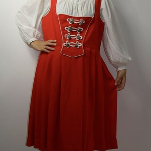 Trachten Dirndl Dress / Vintage Folk German Austrian dress / Dirndl Stadl Red Alpen dress / Octoberfest dress / Large image 7