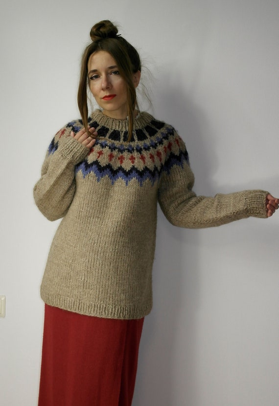 Vintage Icelandic handmade Wool sweater / Iceland… - image 3