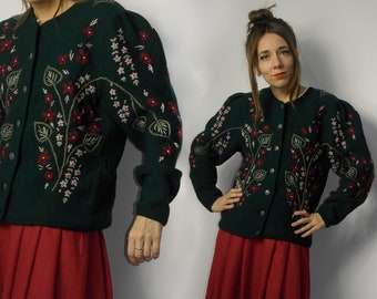Vintage Trachten-Strickjacke / Trachten-Strickjacke aus Österreich / Trachten-Strickjacke / Trachten-Pullover / Strickjacke