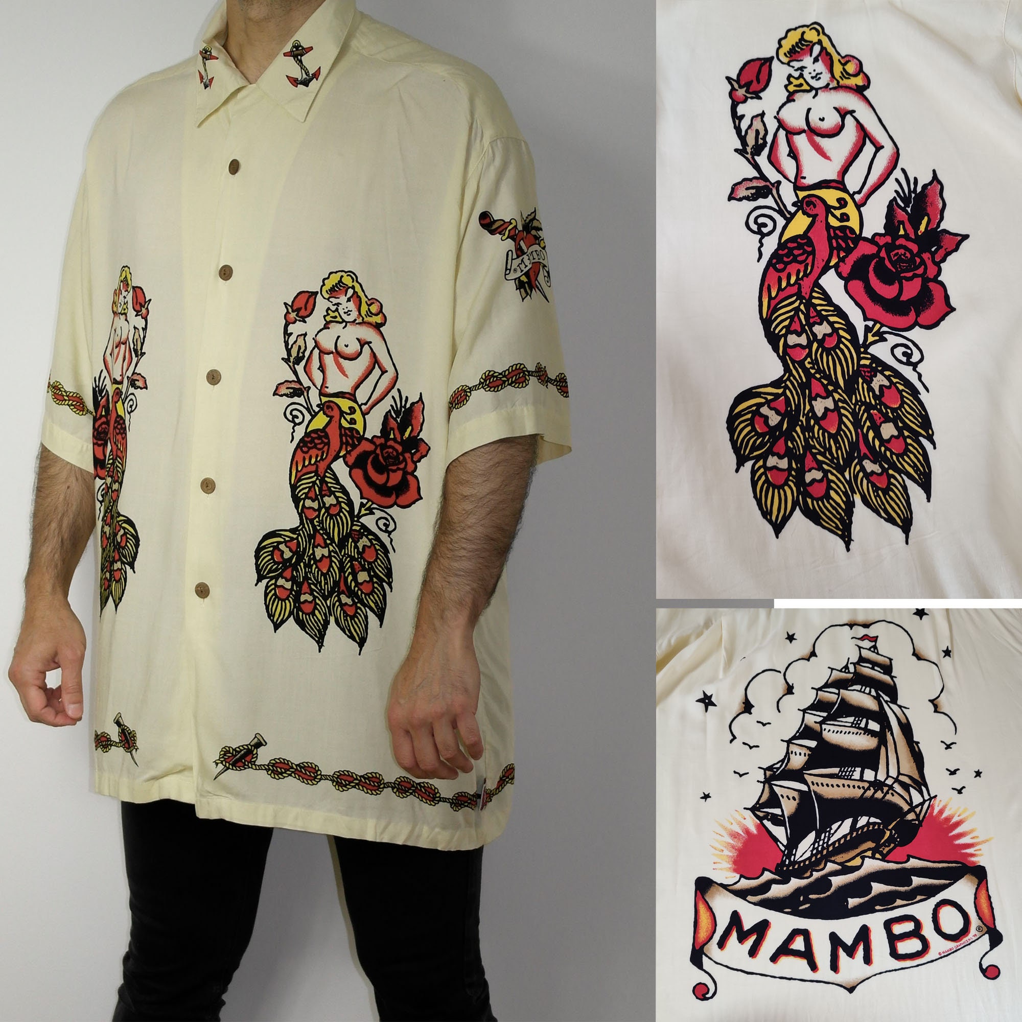 Mambo loud shirts ファイヤーパターン ヴィンテージアロハシャツ MAMBO LOUD SHIRT APOCALYPSE NOW BY GERRY WEDD 2001 XL 54
