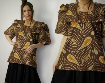 Vintage Vivienne Tam Asian Print Top Long Sleeve Patchwork