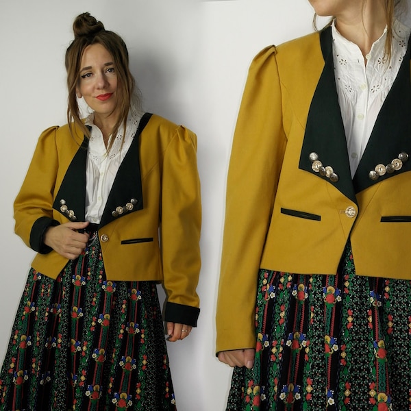 Trachten Jacket / Austrian Vintage wool Tyrol blazer / Wool Dirndl jacket / Austrian Alpen blazer / Octoberfest trachten outfit /size medium