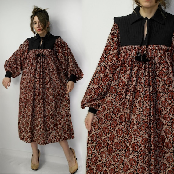 Vestido de algodón indio VINTAGE PHOOL Vestido de falda completa