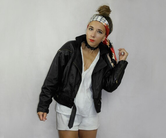 Vintage black leather jacket SALE Motorcycle jacke