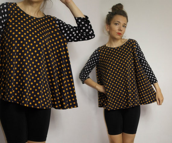Marimekko top / Polka dot Marimekko cotton shirt /