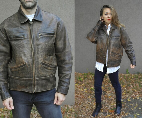 Vintage leather jacket / Chevignon leather jacket