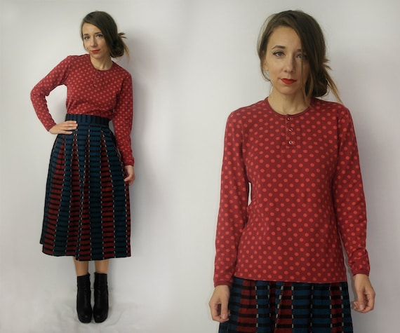 Marimekko top / Polka dot Marimekko cotton shirt /