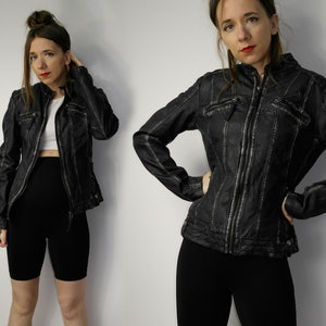 Motorcycle style Leather Jacket / Rino & Pelle Biker bomber leather jacket / Small biker babe jacket