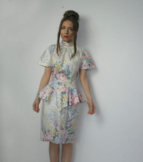 karen alexander dress designer 1980's Black and Rose Karen Alexander Dress