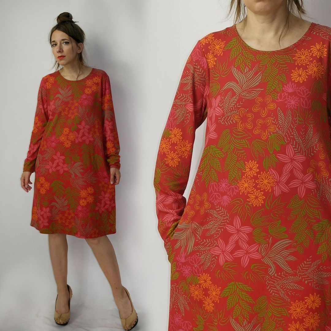 Robe fleurie feuilles Gudrun Sjoden / Robe tunique rouge Sjoden avec poches / Moyenne - Etsy France Robe fleurie feuilles Gudrun Sjoden / Robe tunique rouge Sjoden avec poches / Moyenne - Etsy France