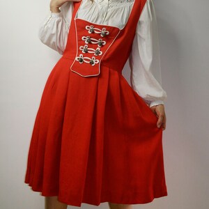 Trachten Dirndl Dress / Vintage Folk German Austrian dress / Dirndl Stadl Red Alpen dress / Octoberfest dress / Large image 4