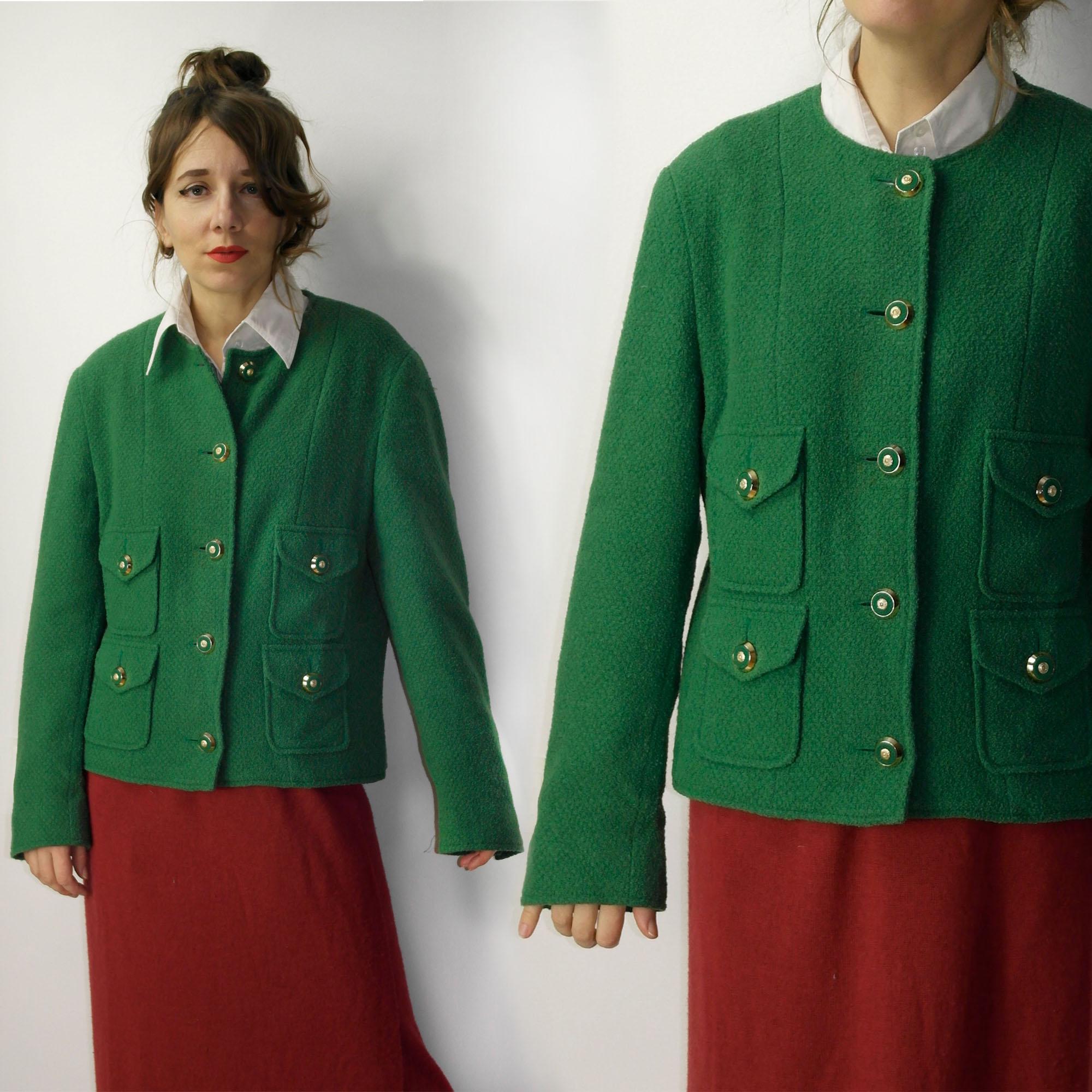 Chanel Inspired Chanel Green Tweed Jacket Chanel Green Jacket UK