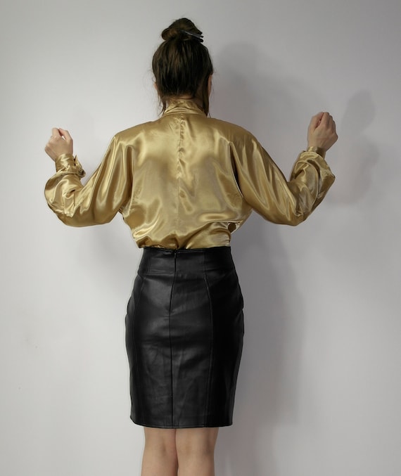90s French Black FAUX Leather Skirt / Garcon by G… - image 6
