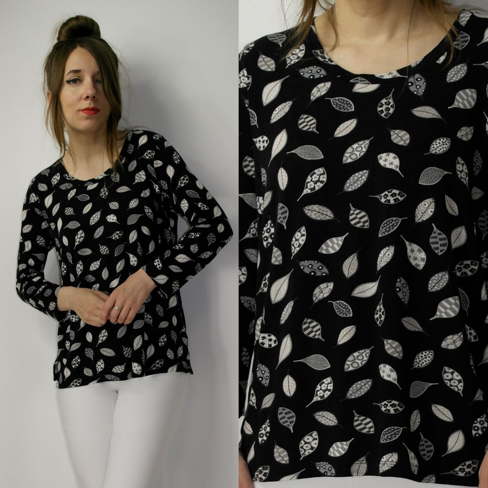 T-shirt Gudrun Sjoden Manches Longues - Taille M Violet Rayé - Coton, Très Bon état