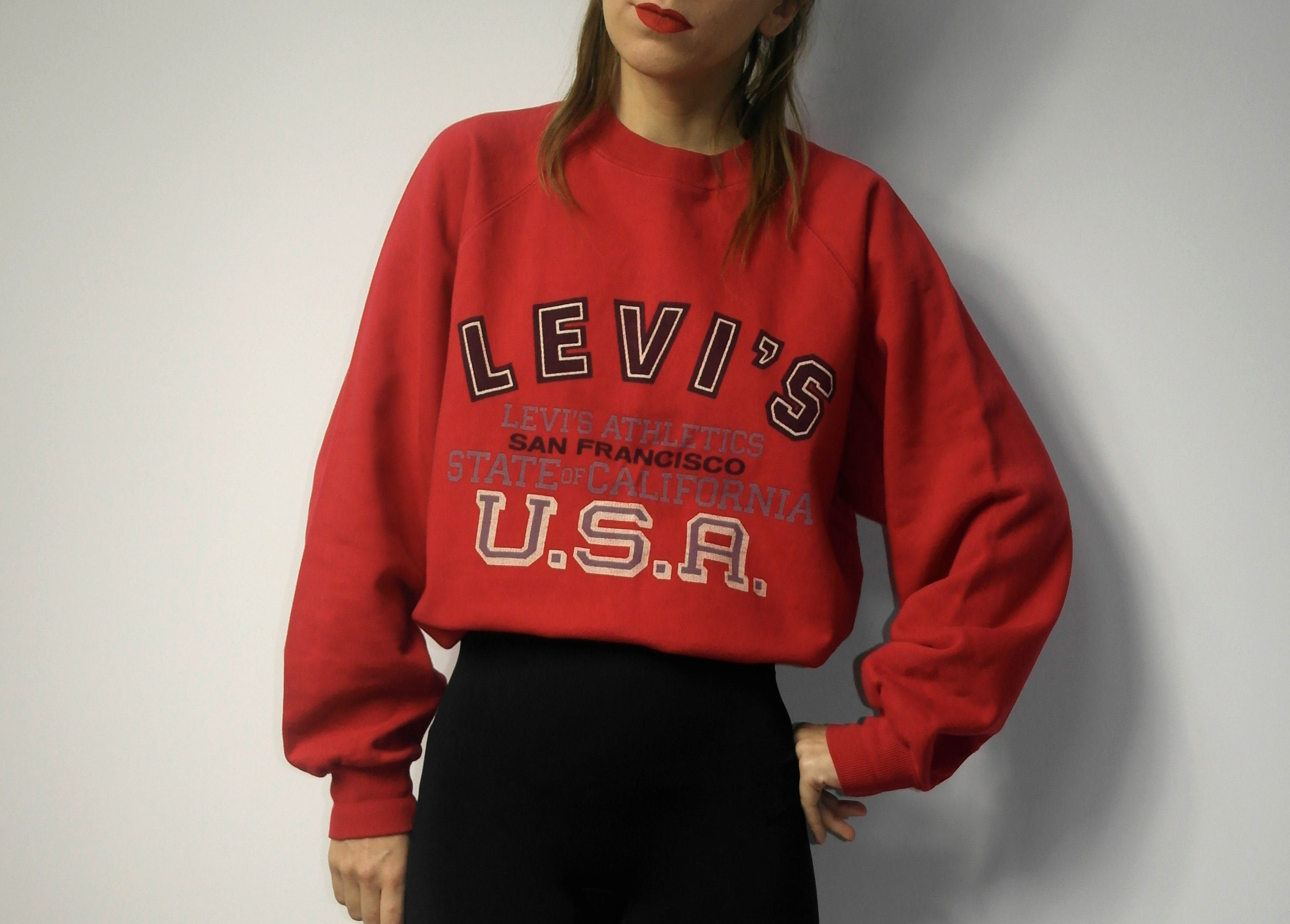 Vintage Levi S Pullover / Red Levis USA Crew Neck Sweatshirt