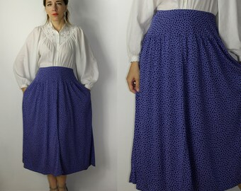 Gudrun Sjoden dots skirt / Large skirt with pockets / Blue dots skirt /