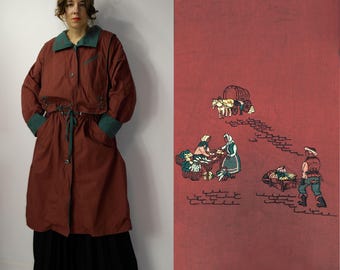 Trench Trachten vintage / Cappotto primaverile-autunnale JULIUS LANG austriaco vintage / Giacca di media lunghezza ricamata / Giacca tirolese