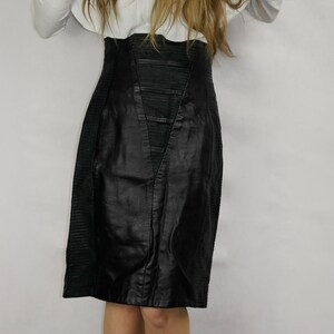 80s Black Real Leather Skirt / Joques Sac elegant leather skirt / black pencil skirt / Midi skirt / image 5