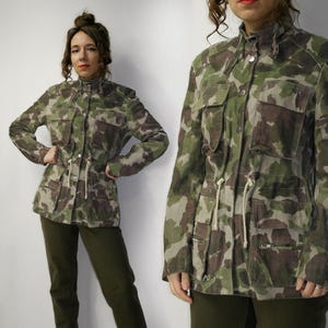 Blouson camouflage en cuir italien camouflage / Blouson camouflage en daim véritable Y2K / Fabriqué en Italie
