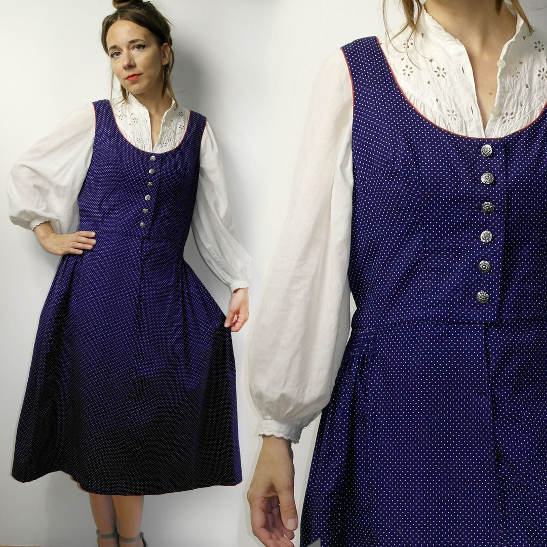 Trachten Dirndl Dress / Vintage Folk Austrian Dress / Long Alpen Dress ...