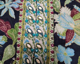 TORY BURCH Embellished Beaded TUNIC Top Floral Wisteria