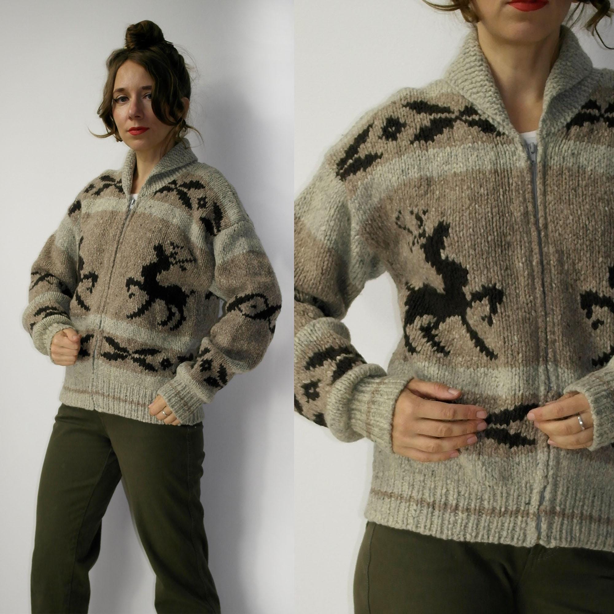 Cowichan Handmade Native Sweater Zip Cardigan Warm Vintage Canadian Tribe Traditional Deer Zip up Sweater Hand Knit - Etsy Cowichan Handmade Native Sweater Zip Cardigan Warm Vintage Canadian Tribe Traditional Deer Zip up Sweater Hand Knit - Etsy