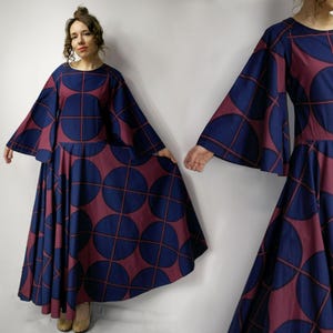 Rare Vintage Marimekko 1971 Finland dress color block abstract art Finnish designer  maxi dress
