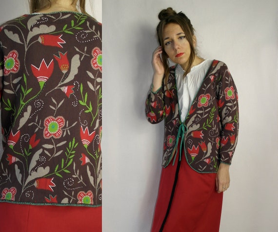 Vintage Gudrun Sjoden Colorful Cotton Sweater Boho Floral Sjoden Cardigan Size Small Etsy Australia