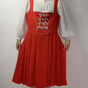 Trachten Dirndl Dress / Vintage Folk German Austrian dress / Dirndl Stadl Red Alpen dress / Octoberfest dress / Large image 6