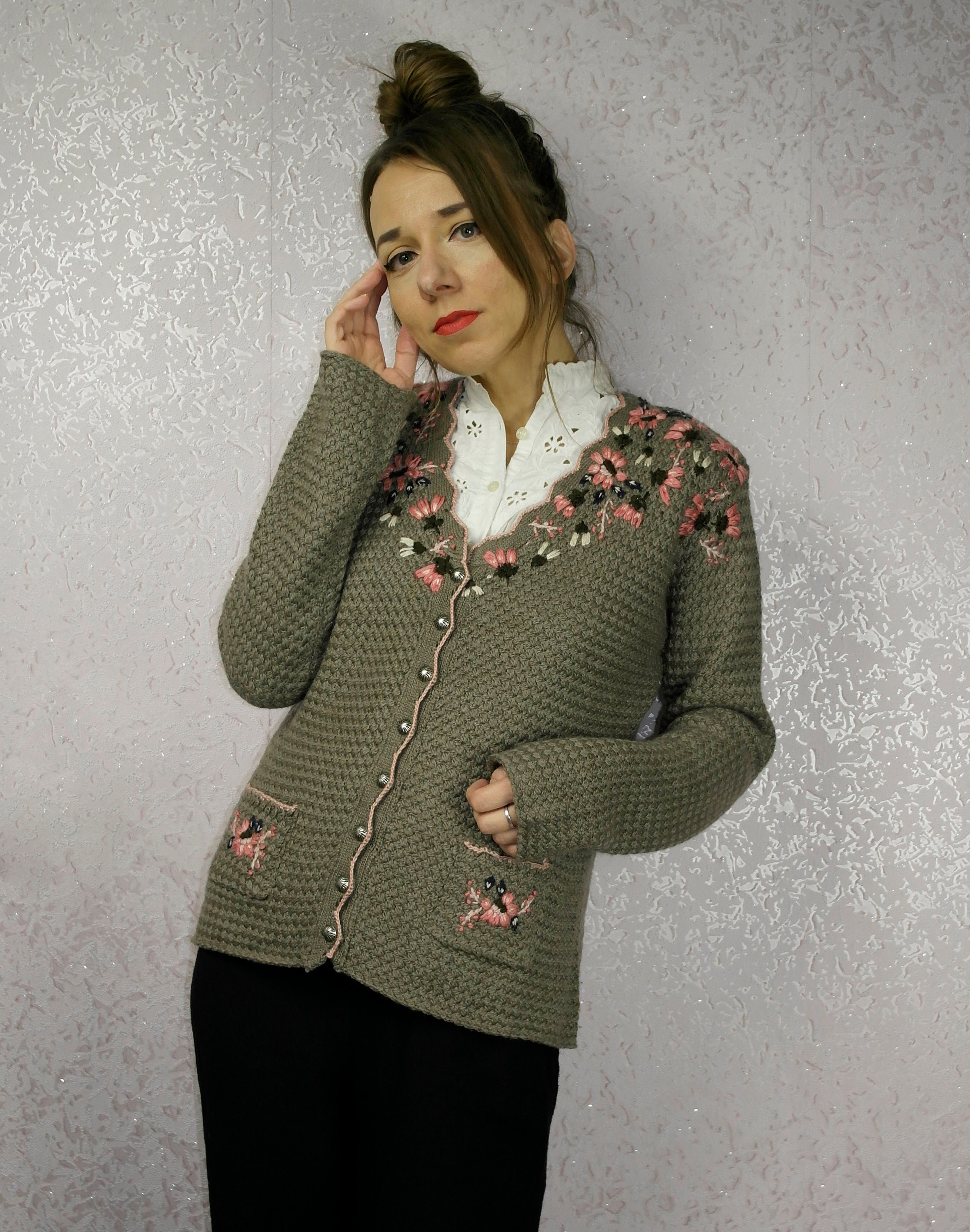 Vintage Women's M Norwegian Wool Cardigan, Sweater Jumper