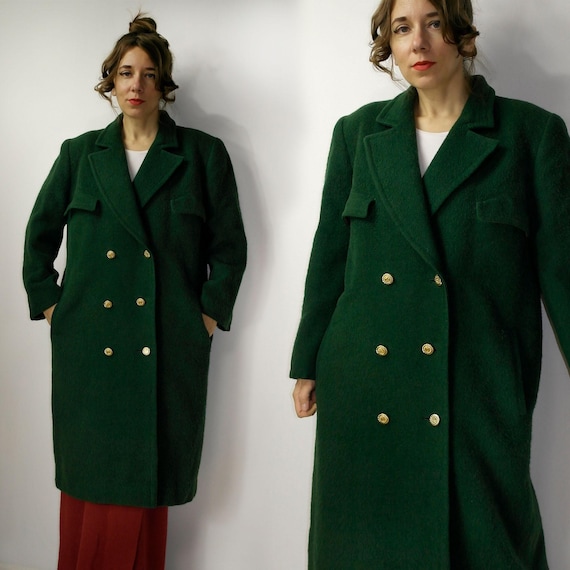 Vintage Valentino Miss V Wool Coat / 80s Green Coat / Valentino
