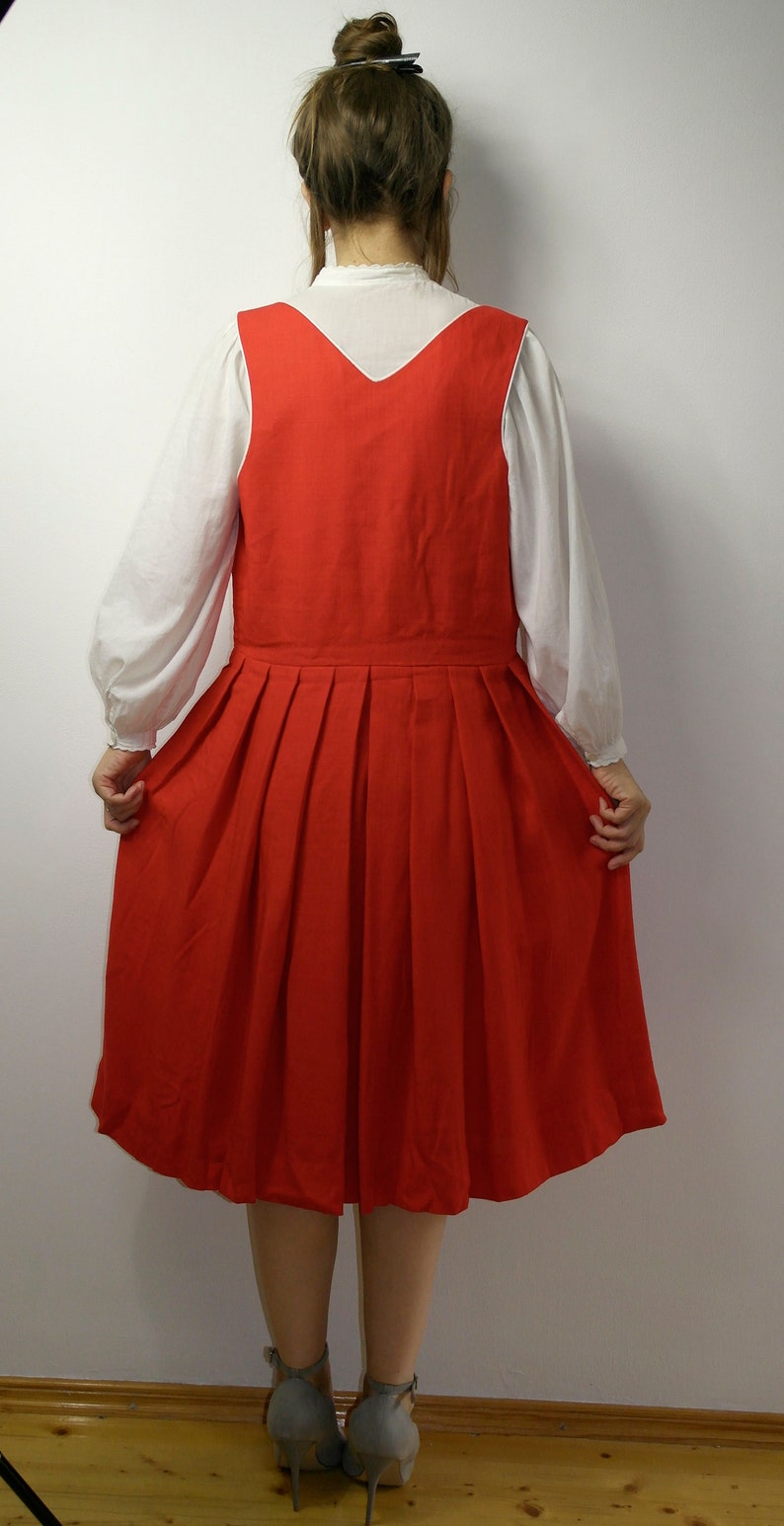 Trachten Dirndl Dress / Vintage Folk German Austrian dress / Dirndl Stadl Red Alpen dress / Octoberfest dress / Large image 8