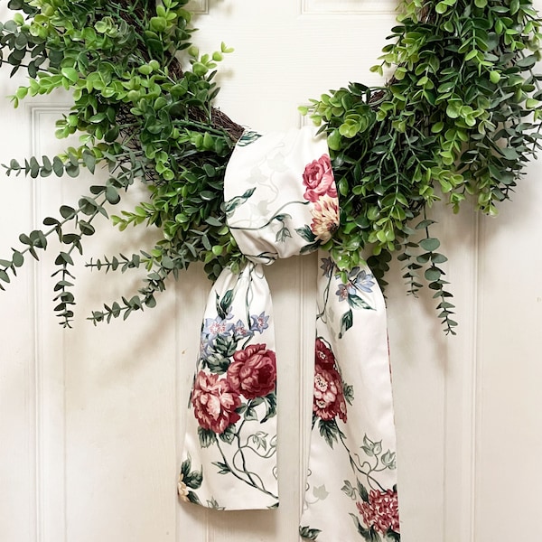 Beautiful Floral Wreath Sash Made With Home Decor Fabric-Only One Ever Made