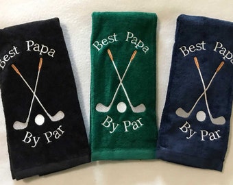 Custom Best Papa, Pappy, Dad By Par Golf Clubs and Golf Ball Embroidered Sports Towel