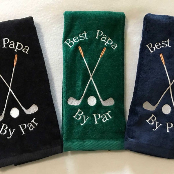 Custom Best Papa, Pappy, Dad By Par Golf Clubs and Golf Ball Embroidered Sports Towel
