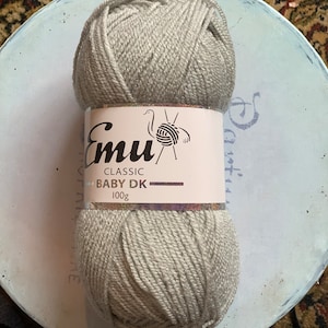 May include: A ball of light grey Emu Classic Baby DK yarn, 100g.