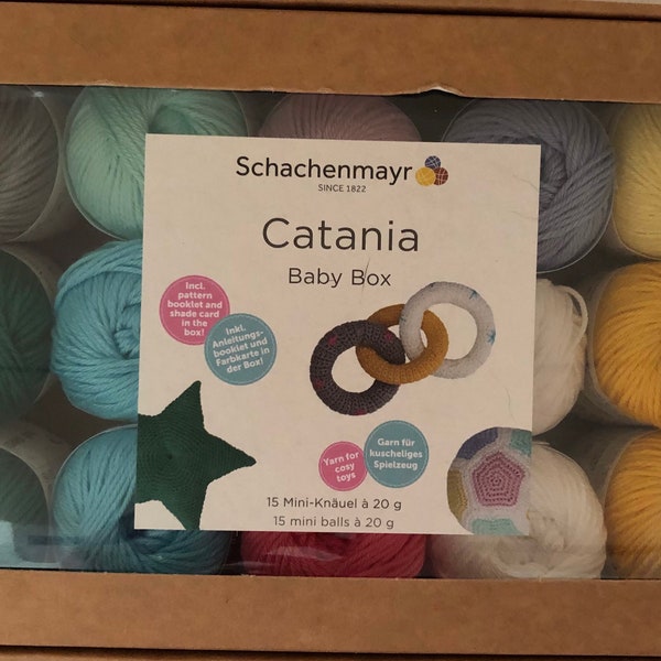 Schachenmayr Catania Amigurumi Doll and Christmas Boxes. Catona Pastel and Bright colour boxes.  Plus Catania Baby colour box