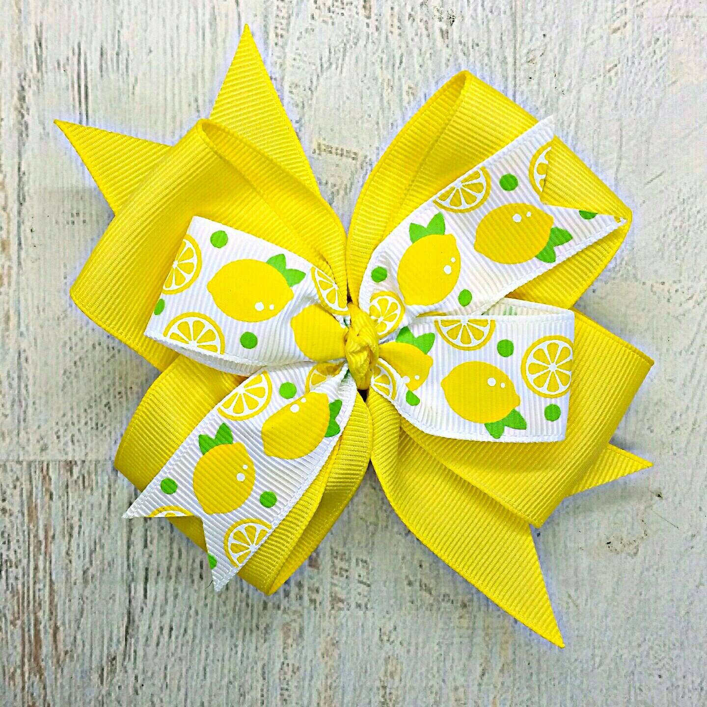 Lemon Hair Bow Yellow Lemon Lemonade 4 Inch Hair Bow Lemon Etsy