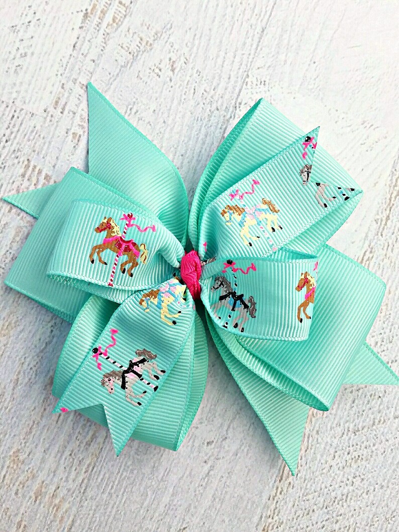 Carousel Horse Hair Bow Carousel Horse Hair Clip Aqua Hair Etsy