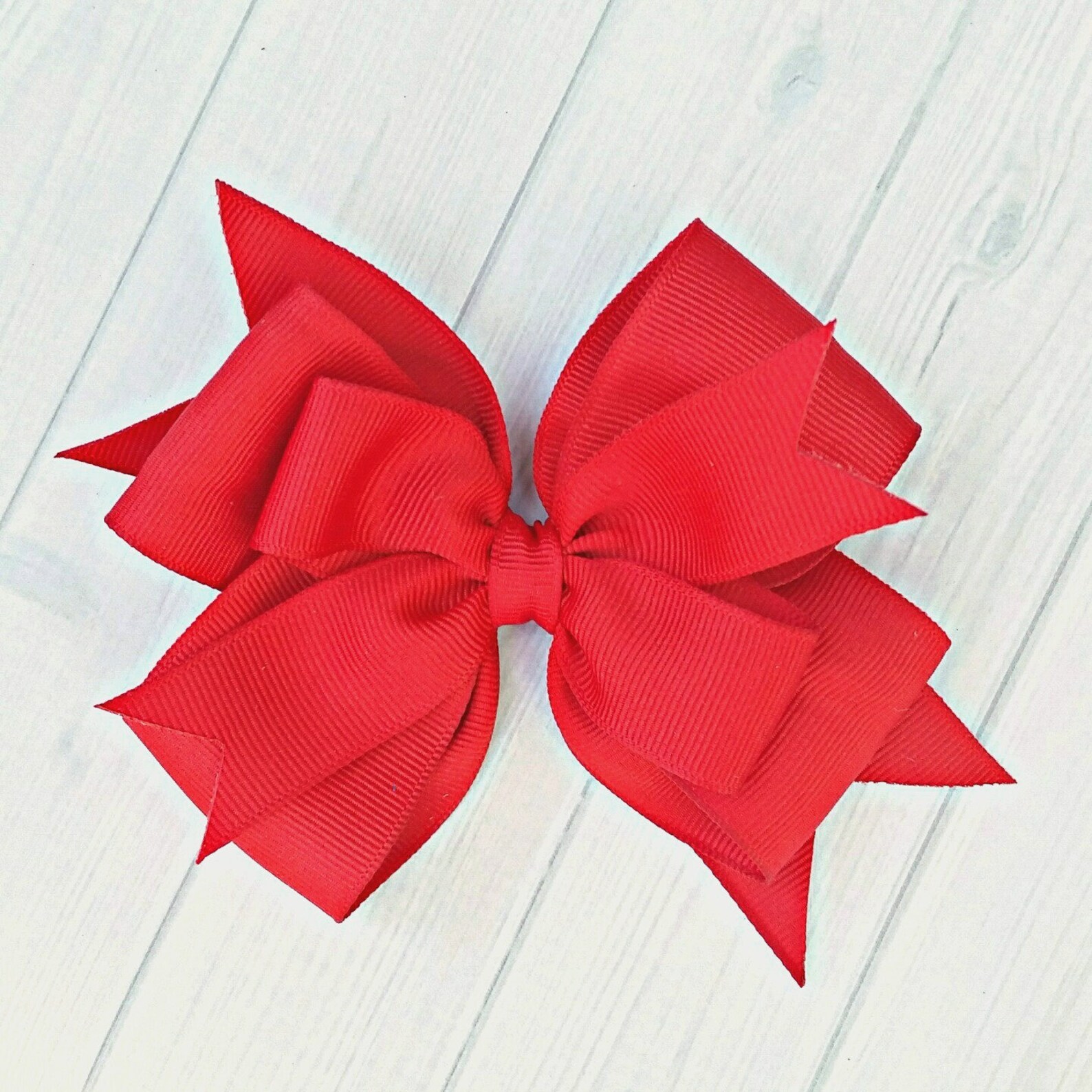 Red Hair Bow Large Red Bow Red Layered Bow Red Hair Clip Etsy