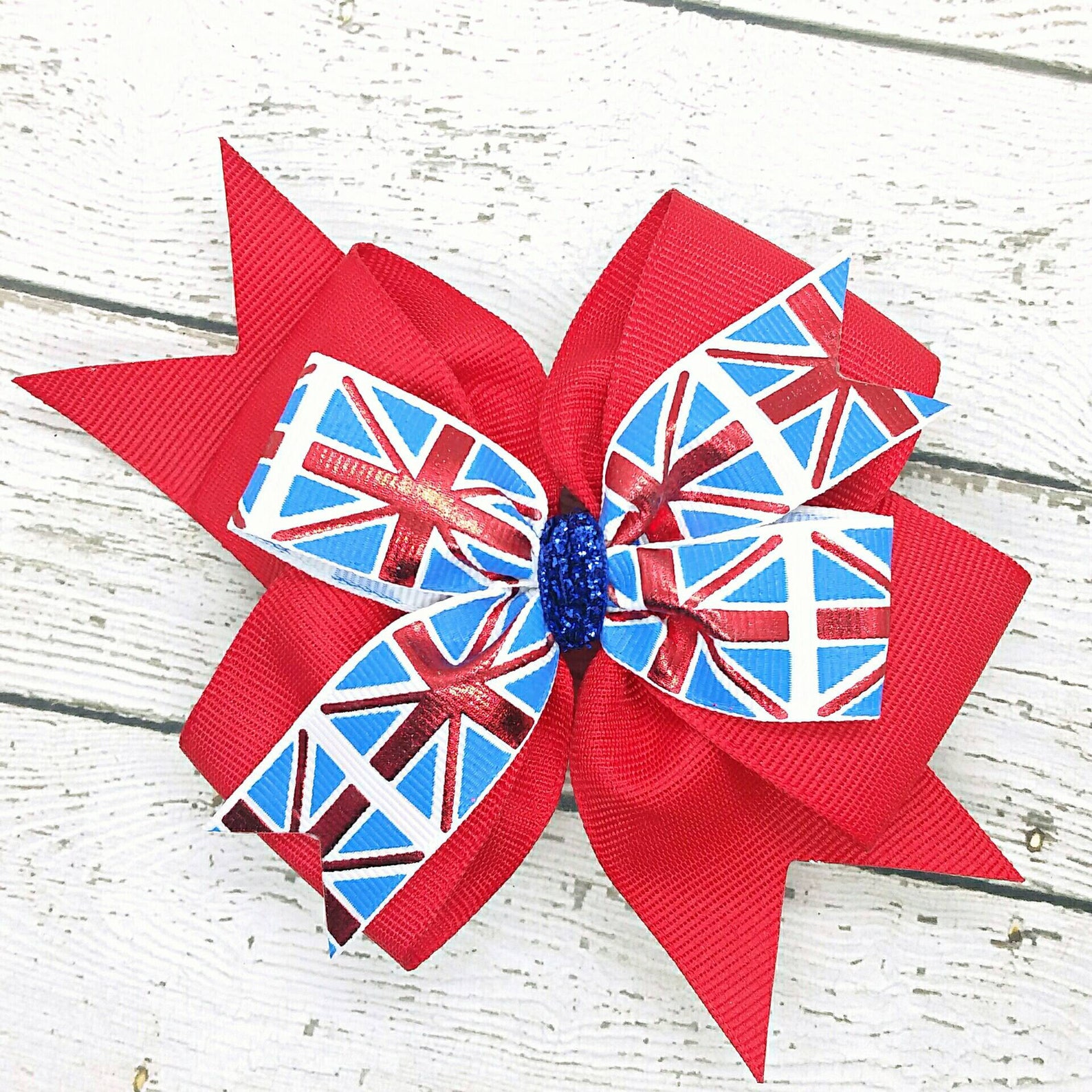 Union Jack Hair Bow British Hair Bow UK Hair Clip London Etsy