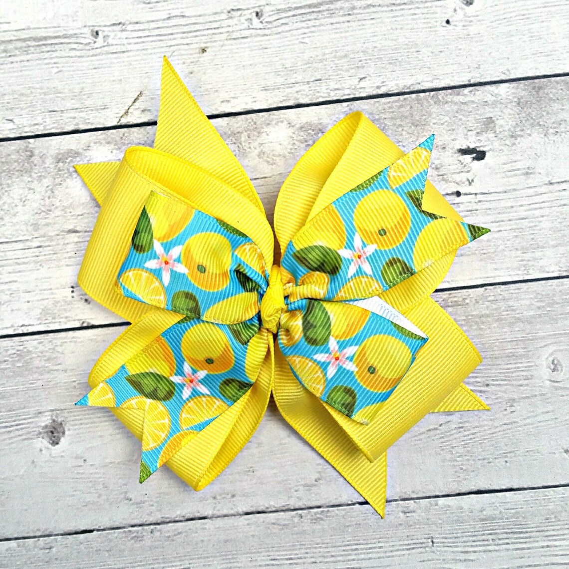 Lemon Hair Bow Lemon Hair Clip Lemonade Party Lemonade Hair Etsy
