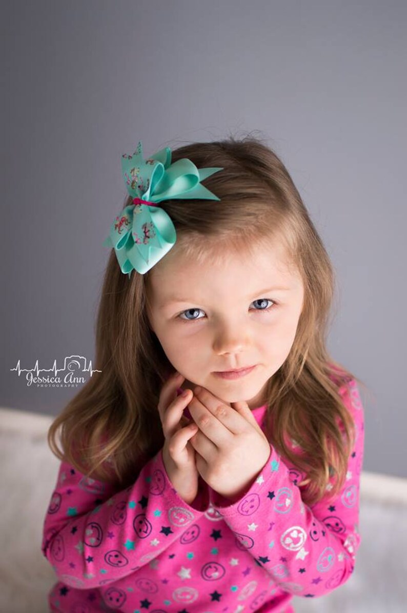 Carousel Horse Hair Bow Carousel Horse Hair Clip Aqua Hair Etsy