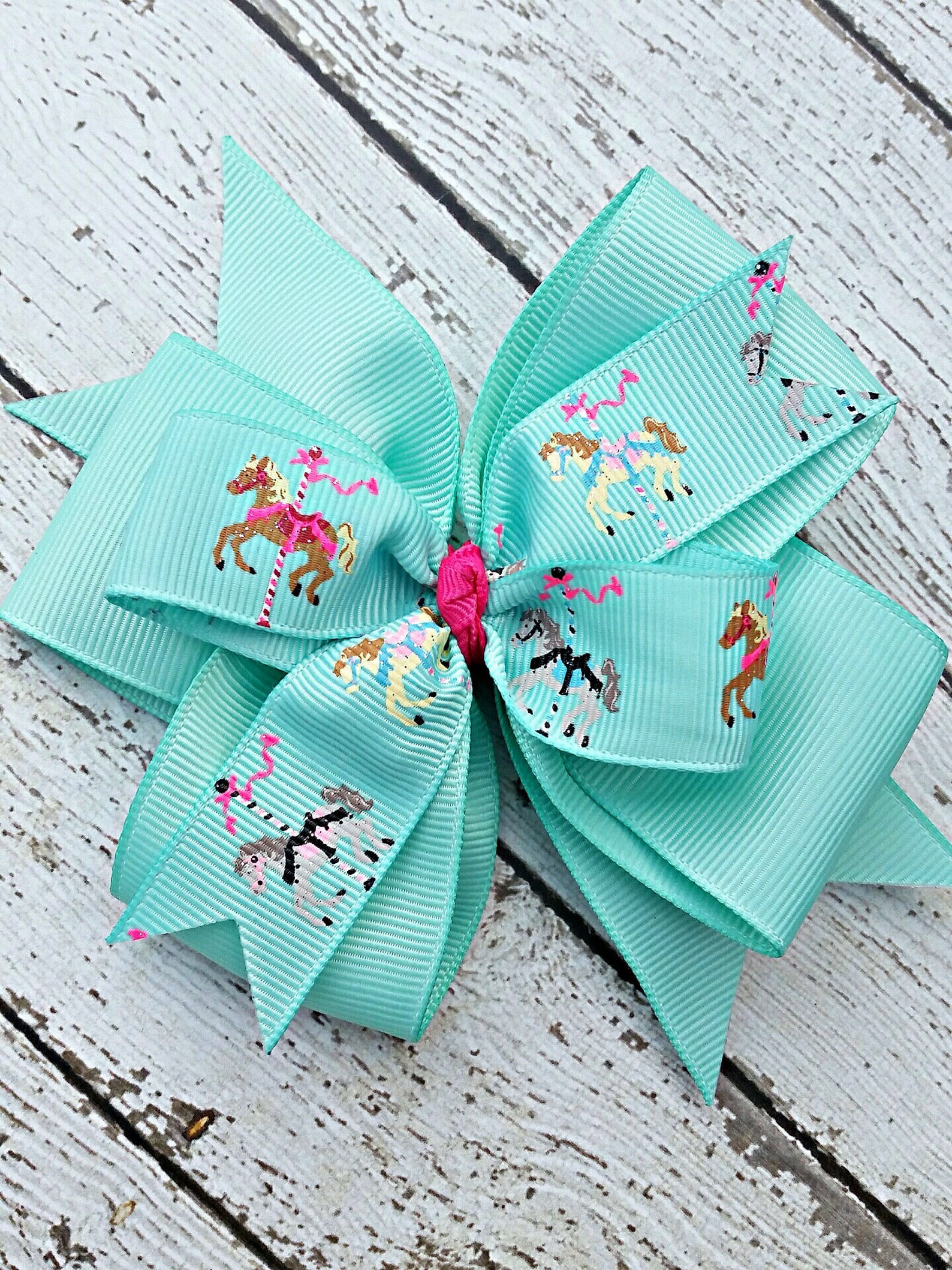 Carousel Horse Hair Bow Carousel Horse Hair Clip Aqua Hair Etsy